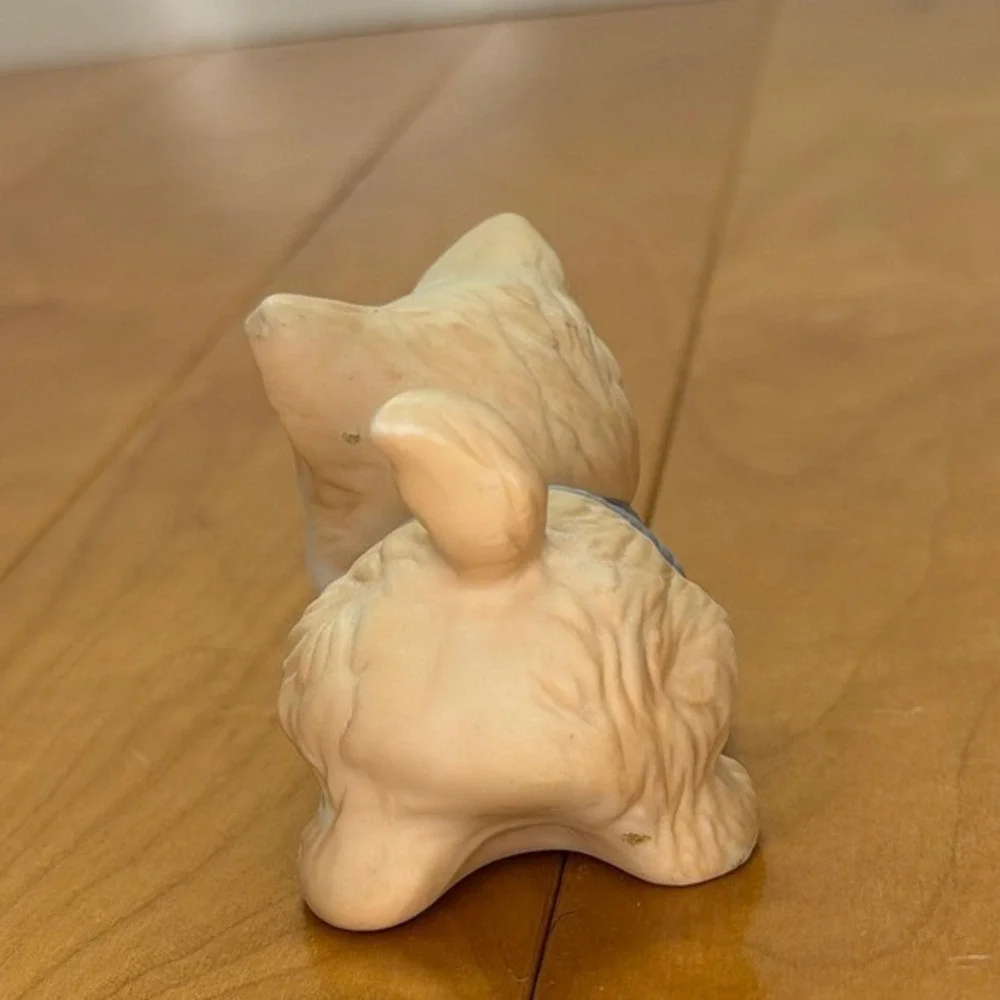 Vintage Ceramic Kitten Figurine – Cat in Blue Sweater Matte Finish Whimsical 3